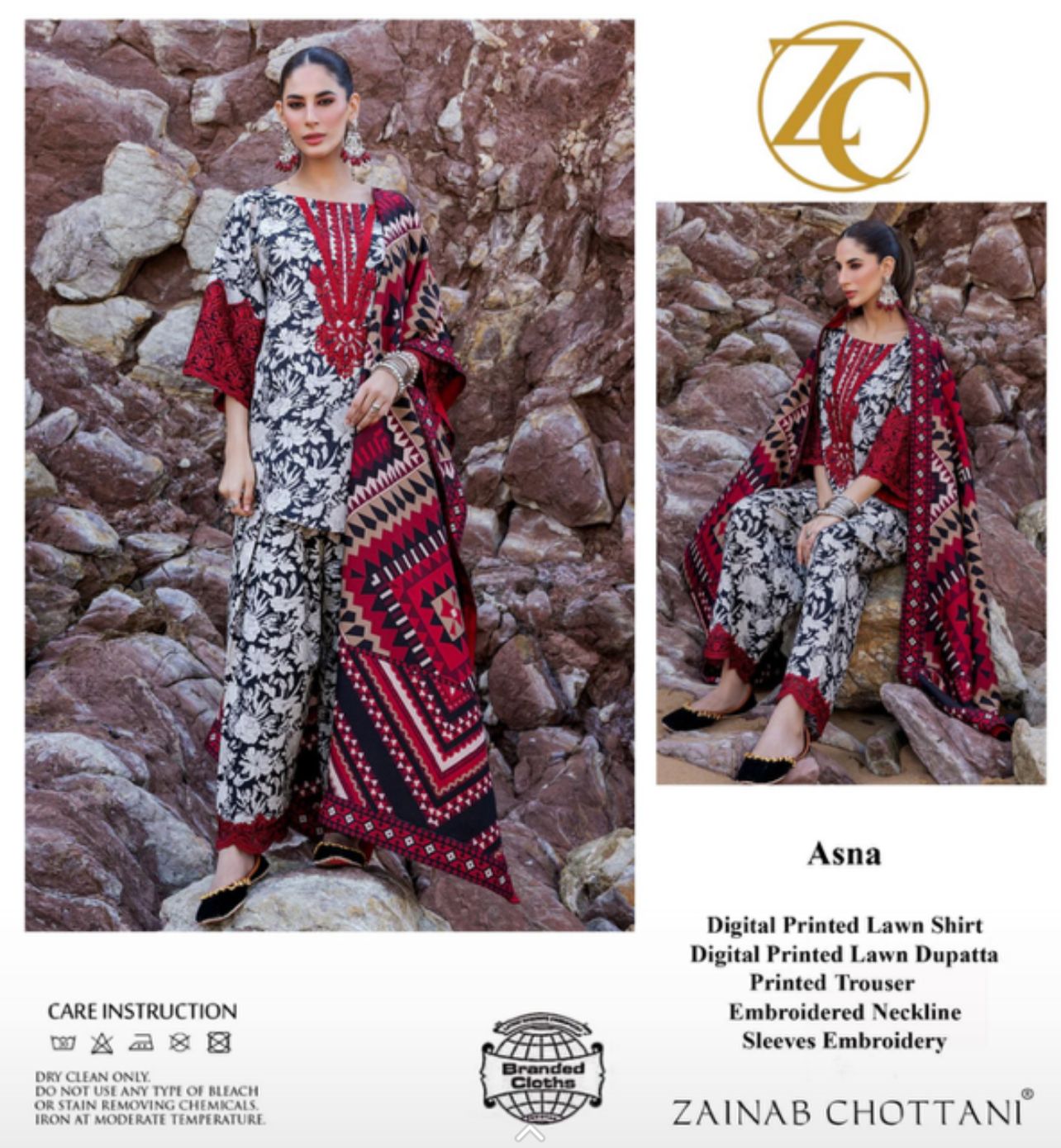 Baroque Airjet Lawn 3PC Embroidered Suit