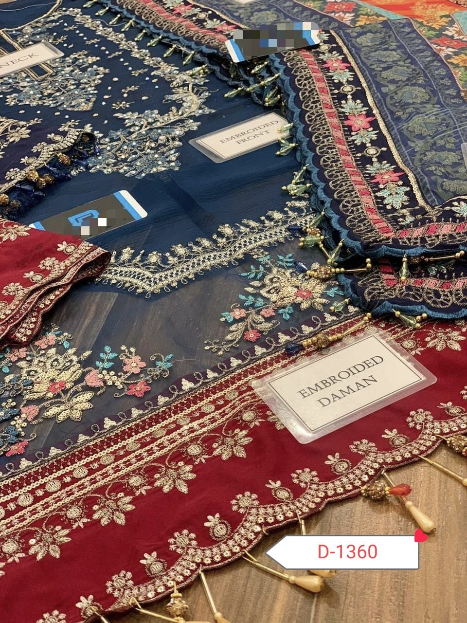 D-1360 – Maria B Chiffon Most Hit Design with Silk Dupatta & Jamawar Trouser