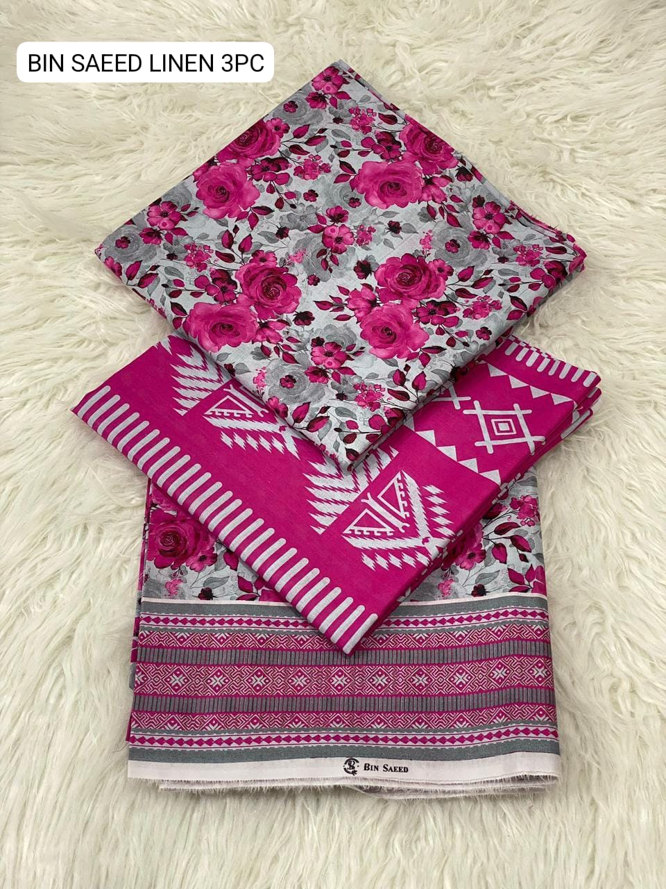 🌸 BINSAEED Linen Collection 2025 – 3PC Digital Printed Allover Suit 🌸