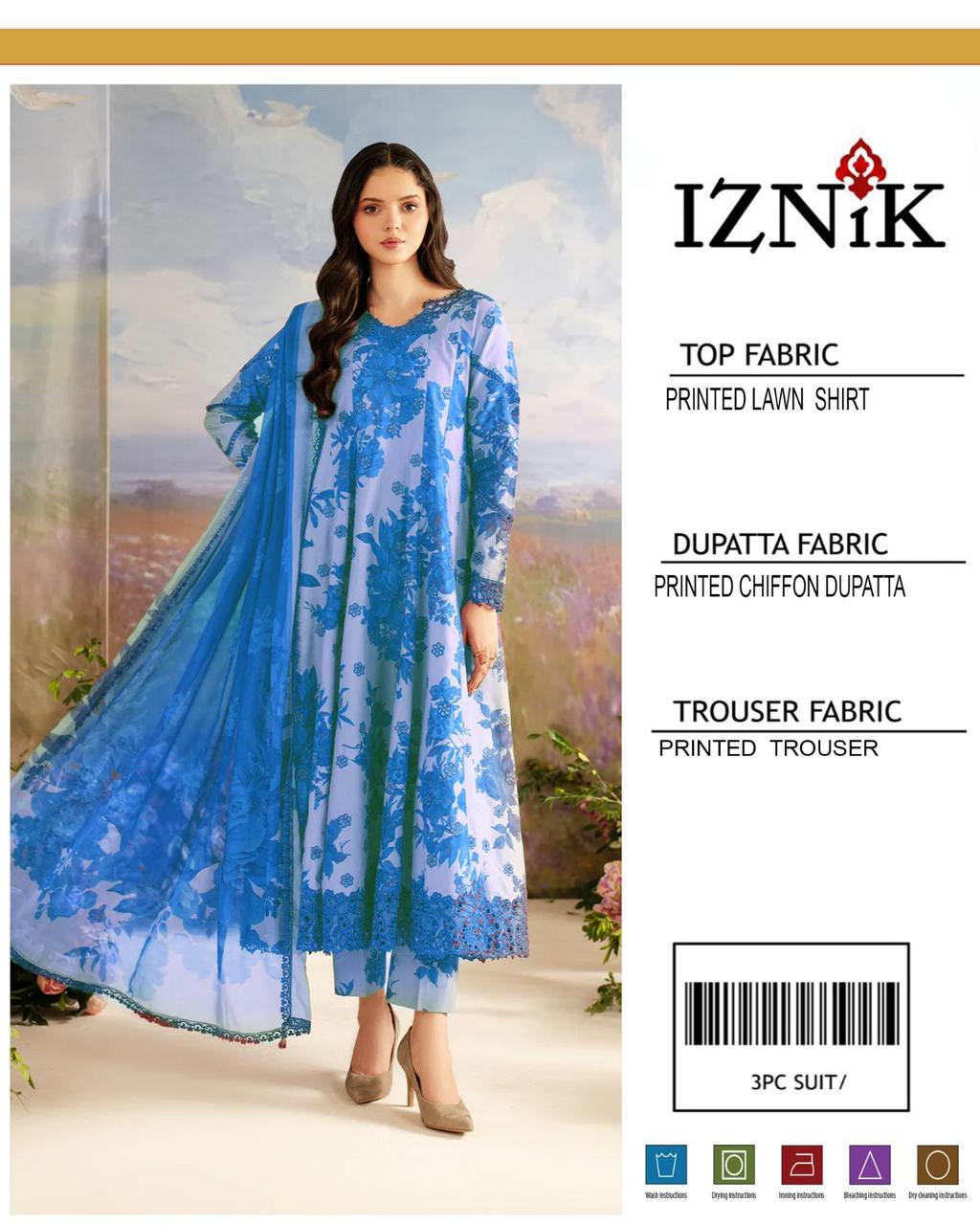 Iznik 3piece lawn unstitched suit