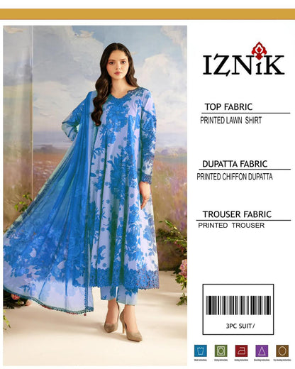 Iznik 3piece lawn unstitched suit