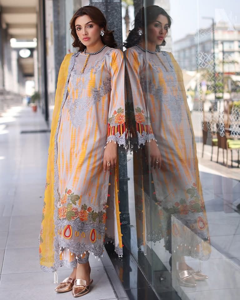 Charizma 3PC Embroidered Linen Suit