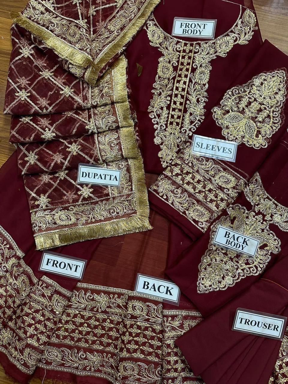 D-1400 Wedding Collection – Chiffon Embroidered Lehenga with Net Dupatta