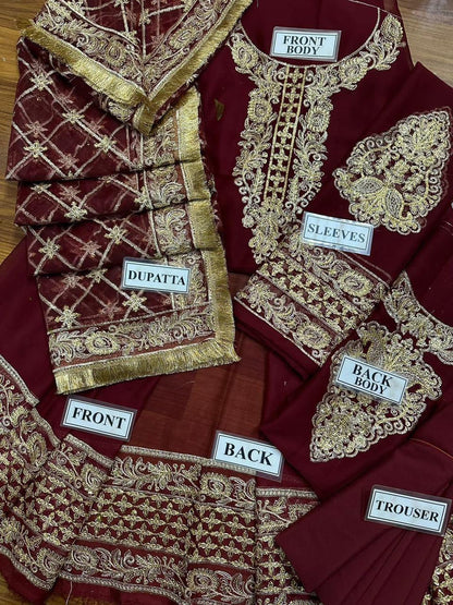 D-1400 Wedding Collection – Chiffon Embroidered Lehenga with Net Dupatta