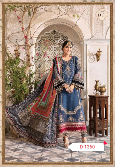 D-1360 – Maria B Chiffon Most Hit Design with Silk Dupatta & Jamawar Trouser