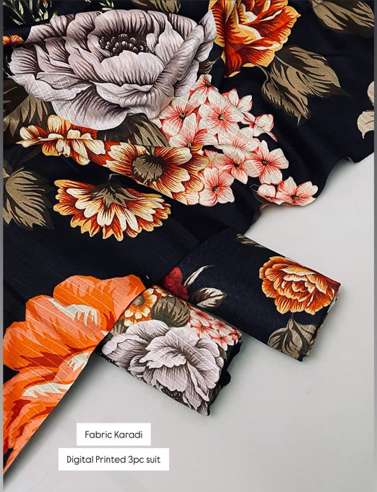 💕 Baroque Karandi Collection 2025 – Bana Dori Original Digital Printed 3PC 💕