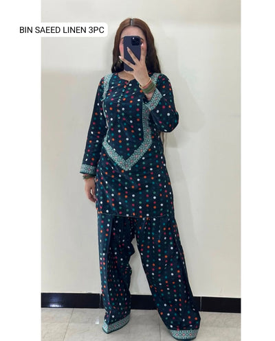 🌸 BINSAEED Linen Collection 2025 – Brand New 3PC Digital Printed Allover Suit 🌸