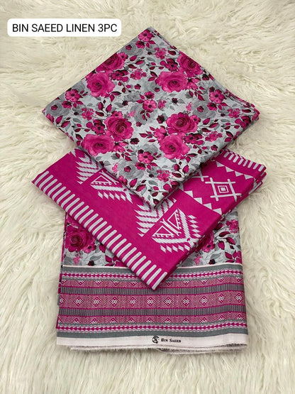 🌸 BINSAEED Linen Collection 2025 – 3PC Digital Printed Allover Suit 🌸