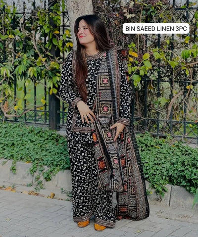 🌸 BINSAEED Linen Collection 2025 – Digital Printed 3PC Allover Suit 🌸