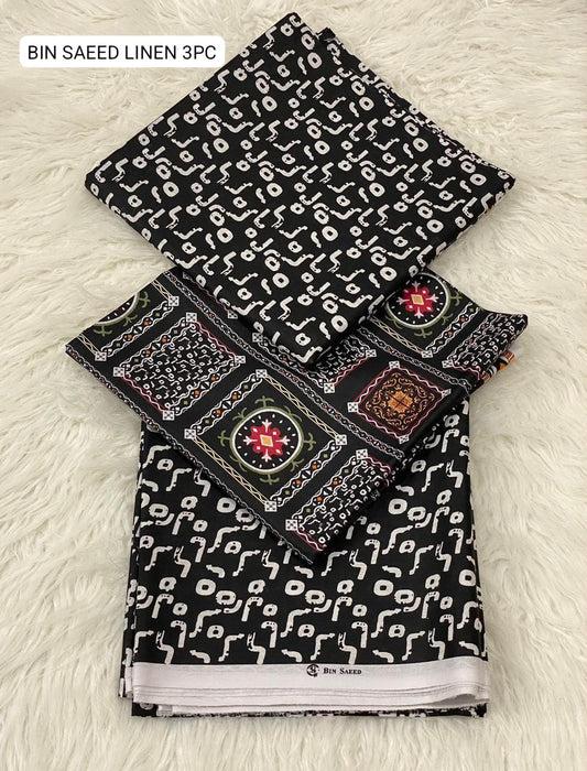 🌸 BINSAEED Linen Collection 2025 – Digital Printed 3PC Allover Suit 🌸