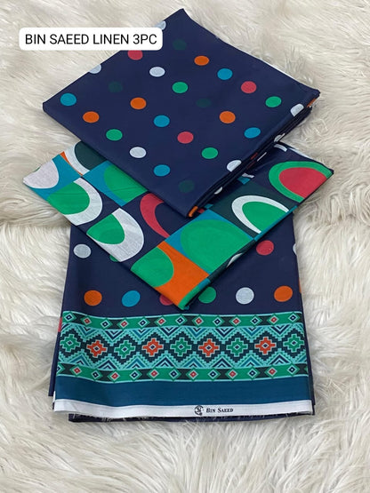 🌸 BINSAEED Linen Collection 2025 – Brand New 3PC Digital Printed Allover Suit 🌸