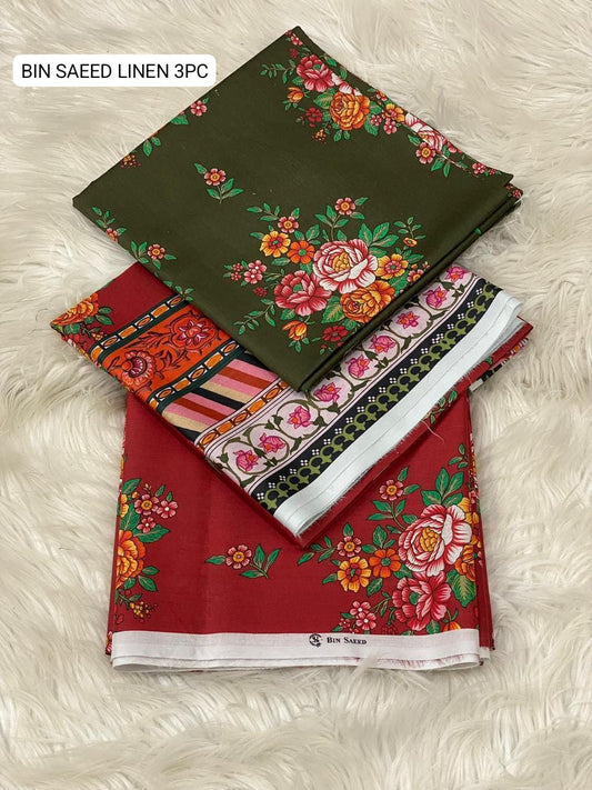 🌸 BINSAEED Linen Collection 2025 – Digital Printed 3PC Allover Suit 🌸