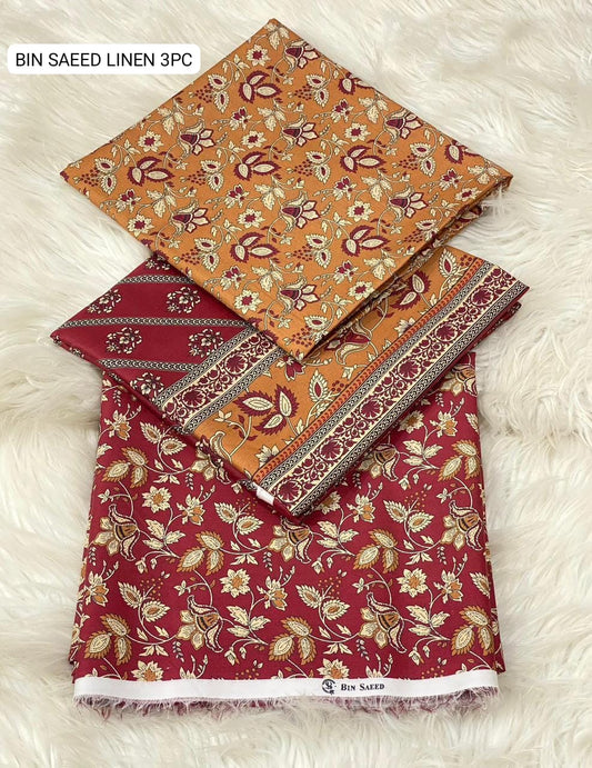 🌸 BINSAEED Linen Collection 2025 – 3PC Digital Printed Allover Suit 🌸