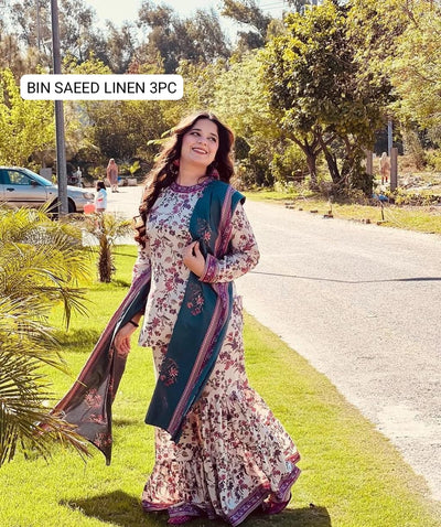🌸 BINSAEED Linen Collection 2025 – Digital Printed 3PC Allover Suit 🌸