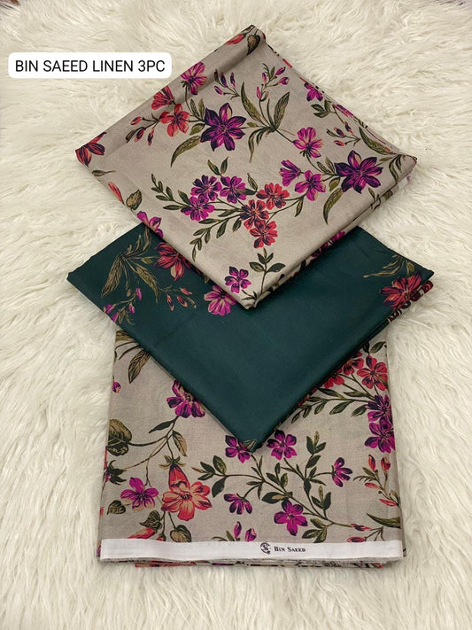 🌸 BINSAEED Linen Collection 2025 – Digital Printed 3PC Allover Suit 🌸