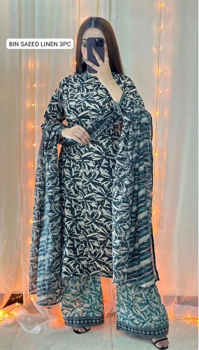 🌸 BINSAEED Linen Collection 2025 – Digital Printed 3PC Allover Suit 🌸
