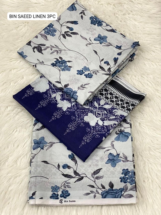 🌸 BINSAEED Linen Collection 2025 – Digital Printed 3PC Allover Suit 🌸