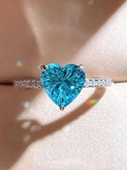 💙 Blue Heart Diamond Metal Ring – Timeless Beauty, Endless Sparkle